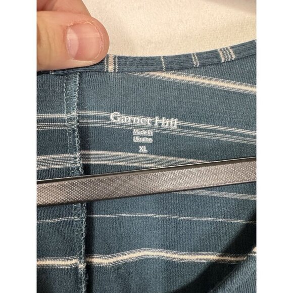 Garnet Hill Dress Womens XL Blue Stripe Seamed Knit Trapeze Scoop Neck Stretchy - Picture 4 of 10